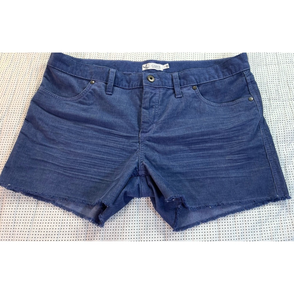 Carve Designs Blue Corduroy Raw Hem Shorts Sz 10 Women
